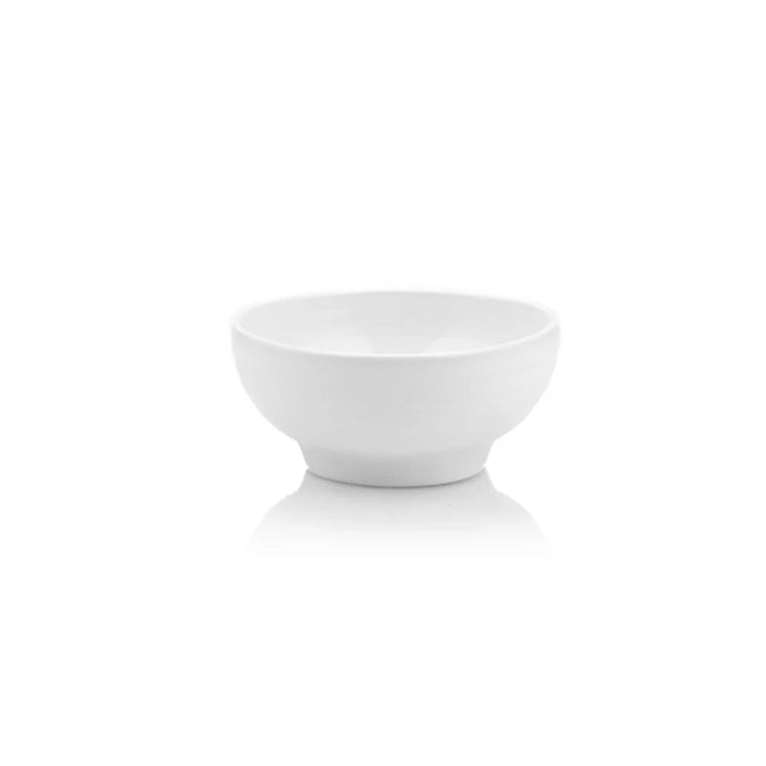 Footed White Rice Bowl