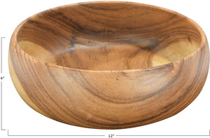12" Round Wooden Bowl