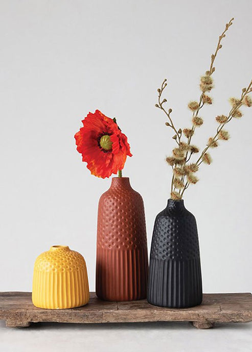 3pc Stoneware Vase Set