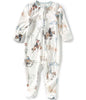 Boone Western Print Long Sleeve Zip Front Footie