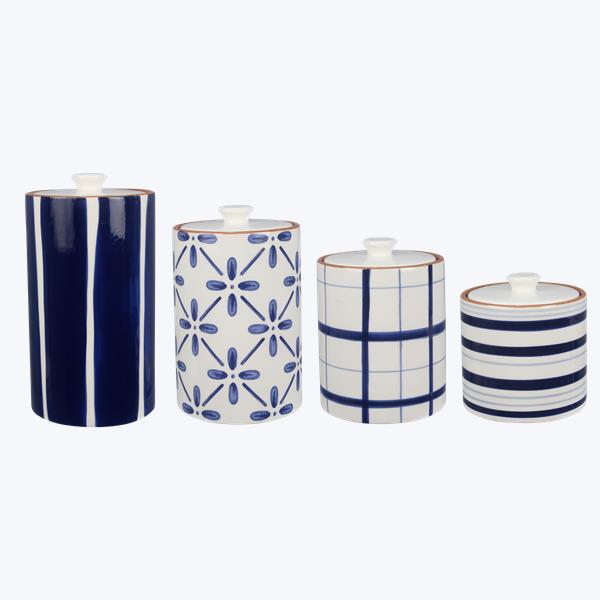 Young's Inc Blue & White Canister Set