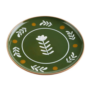 Green Floral Dot Platter