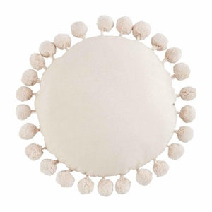 Cream Pom Pillow
