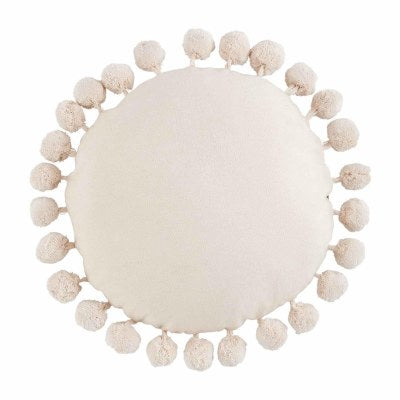 Cream Pom Pillow
