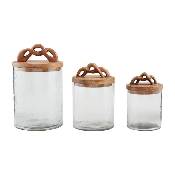 Mudpie Twisted wood Glass Canister Set of 4