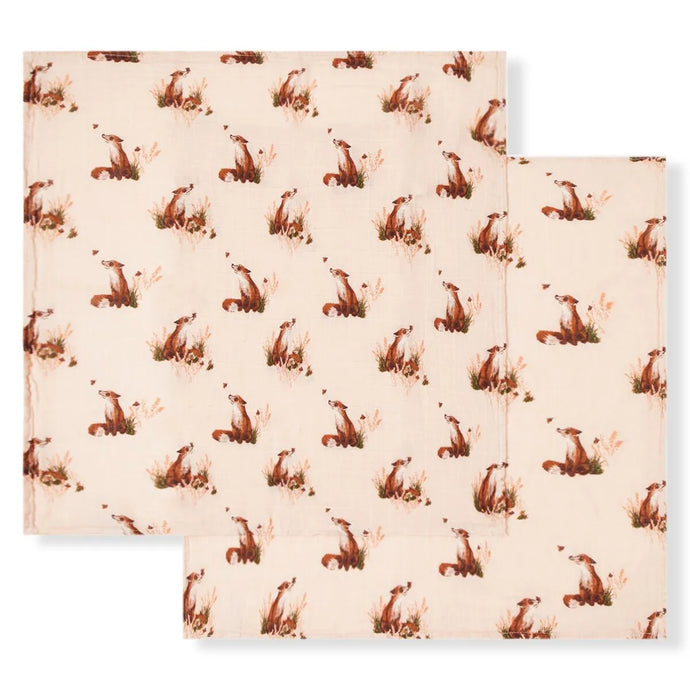Floral Fox Burp Cloth Set