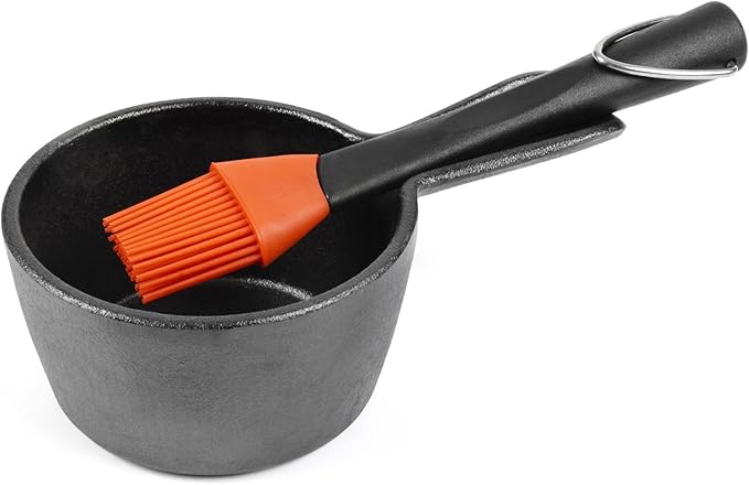Cast Iron Sauce Pot & Brush