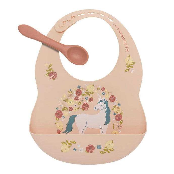Unicorn bib & spoon set