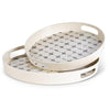 Set of 2 black & white round trays