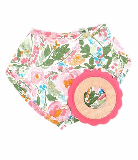 Floral Bib and Teether Set