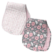 Load image into Gallery viewer, Charcoal Flower Burp Cloth Set