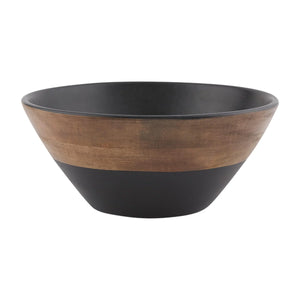 Large black and wood bowl