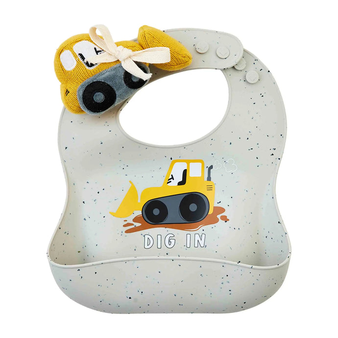 Bulldozer Bib & Rattle