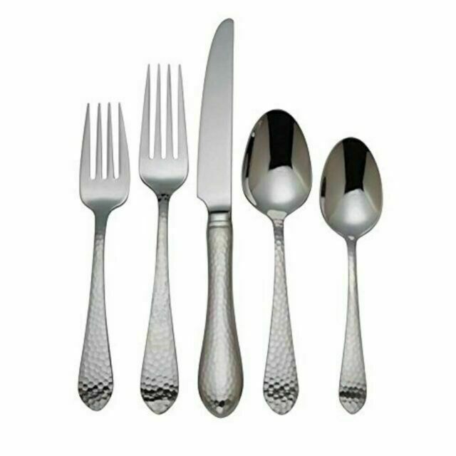 5pc Hammered Flatware Antique