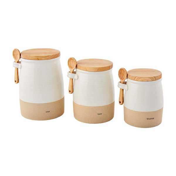 STONEWARE CANISTER SET OF 3