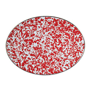 Red Swirl Oval Tray