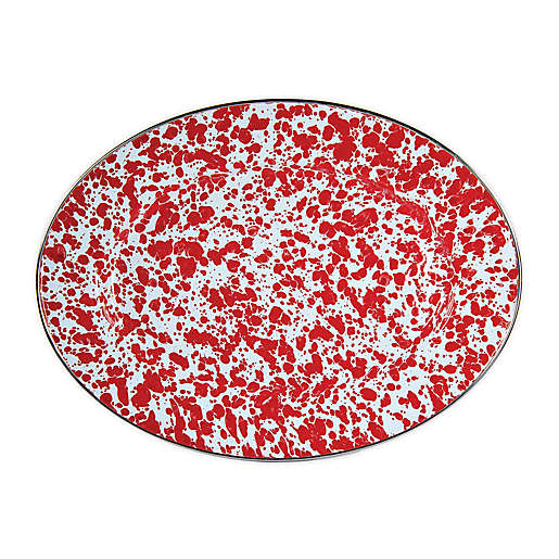 Red Swirl Oval Tray