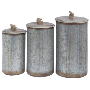 Set/3 Galvanized Canister