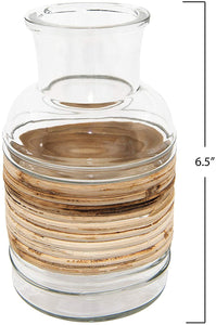 Glass Vase with Rattan