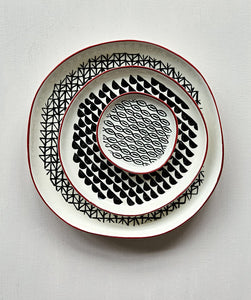 3pc Stoneware Plate Set - Black & White