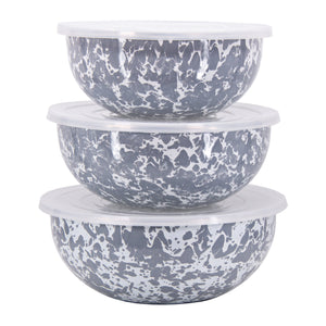 Enamel Mixing Bowls - Grey