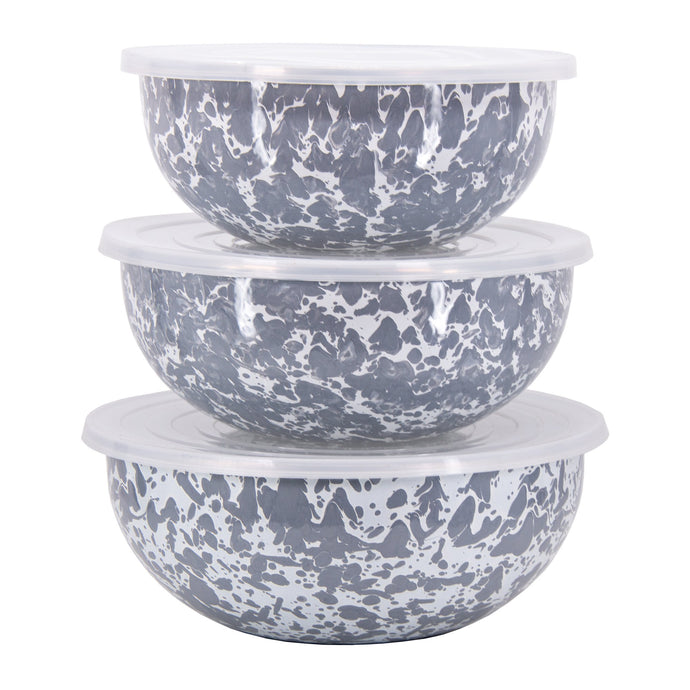 Enamel Mixing Bowls - Grey