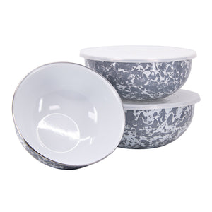 Enamel Mixing Bowls - Grey