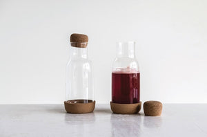 Glass Carafe With Cork Base & Lid