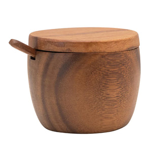 Wood Jar with Swivel Lid and Spoon