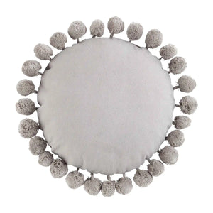 Gray Round Pom Pillow