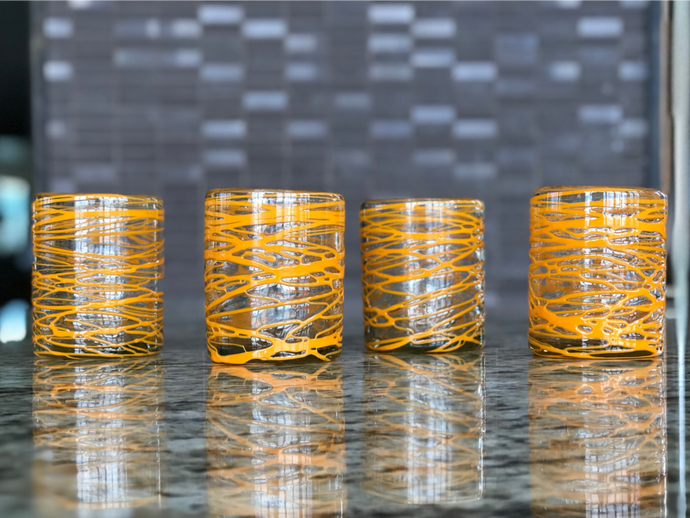 Handblown Glasses - Orange