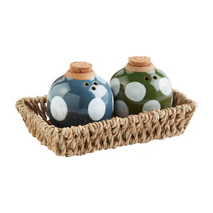 Green and Blue Dotted Salt & Pepper Shakers